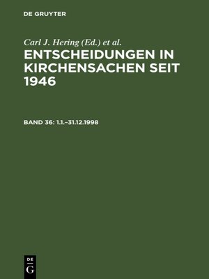 cover image of Entscheidungen in Kirchensachen seit 1946, Band 36 1.1.–31.12.1998